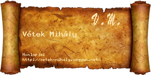 Vétek Mihály névjegykártya