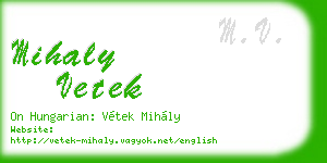 mihaly vetek business card